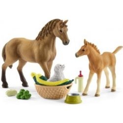 Schleich 42432 Set hříbě a Quarter kůň se štěňátkem a doplňky