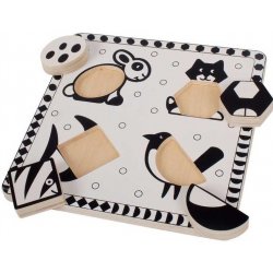 Bigjigs Toys dřevěné vkládací puzzle černobílé tvary