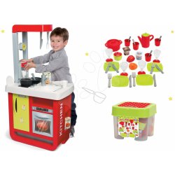 Smoby set kuchyňka Cherry Kitchen a Écoiffier jídelní souprava 100% Chef 310810-12