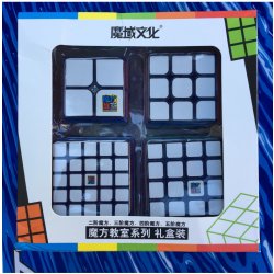 MoYu Cube Sada 4 kusů Rubiková kostka 2x2x2 3x3x3 4x4x4 a 5x5x5 Černá