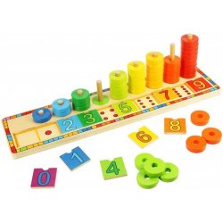 Bigjigs Toys dřevěná motorická a naučná hra Deska nasazování s čísly