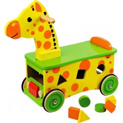 Bigjigs Toys Dřevěný motorický vozík žirafa