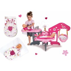 Smoby Set pečovatelské centrum pro panenku Baby Nurse a hluboký oválný kočárek pro panenku 55 cm