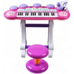 MIX PIANORBB45D Dětské pianko se židličkou a mikrofonem růžové