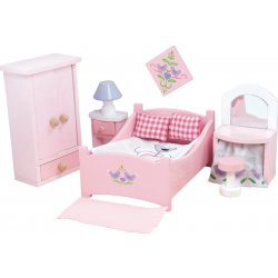 Le Toy Van dřevěný nábytek do domečku růžová ložnice pro panenky