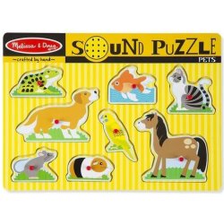 Melissa & Doug dřevěné puzzle se zvuky domácí zvířata