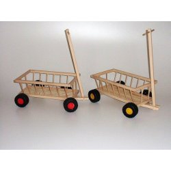 Hračky Rydlo dřevěný vozík pro děti žebřiňák malý s plastovými koly 58x36x25 cm