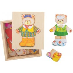 Bigjigs Toys Dřevěné oblékací puzzle v krabičce Paní Medvědice