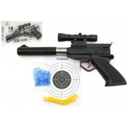Teddies Pistole plast 30 cm na měkké a vodní kuličky o průměru 6mm v krabici