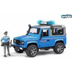 BRUDER 2597 Policejní Land Rover Defender + policista a maják