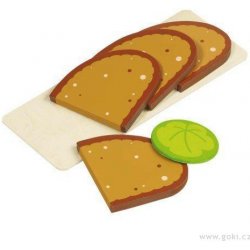 Goki plátky chleba na prkýnku