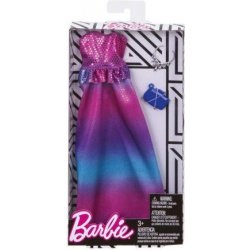 Barbie Mattel šaty s doplňky růžové šaty s modro-fialovo-růžovou sukní