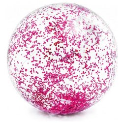 Nafukovací plážový míč INTEX 58070 Glitter Transp. 71 cm růžový